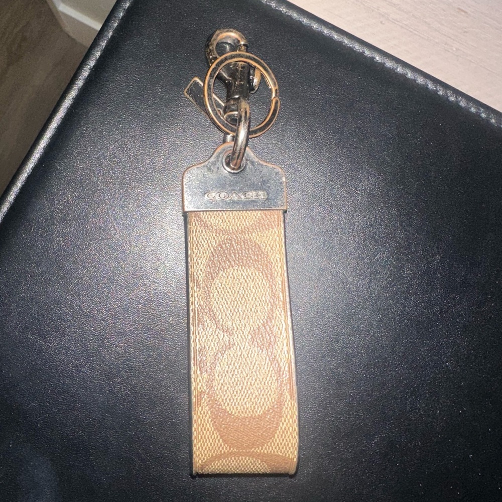 Coach Tan and Silver Key Holder